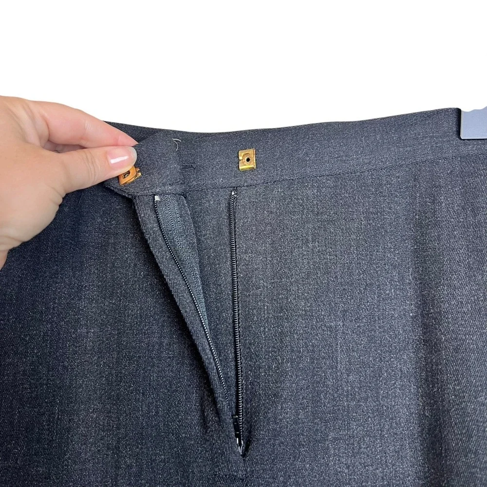 Lauren Ralph Lauren Gray Wool Blend Maxi Skirt Side Buckle Gold Button Size 14